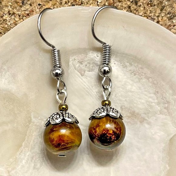 Tigers Eye Earrings Handmade - Picture 3 of 6